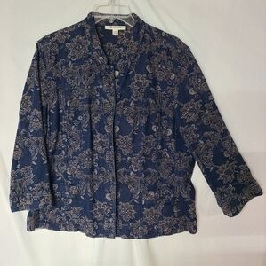 JM Collection Blue Floral Jacket